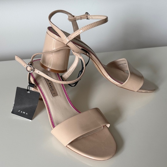 NEW w/tags Zara Basic Beige Strappy Heels Size 41EU | 10US - Picture 1 of 6